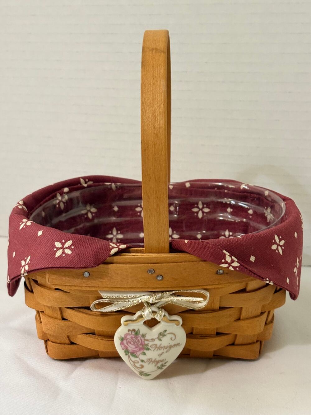 1999 Vintage Longaberger Horizon of Hope Basket-Ceramic Heart-American Cancer